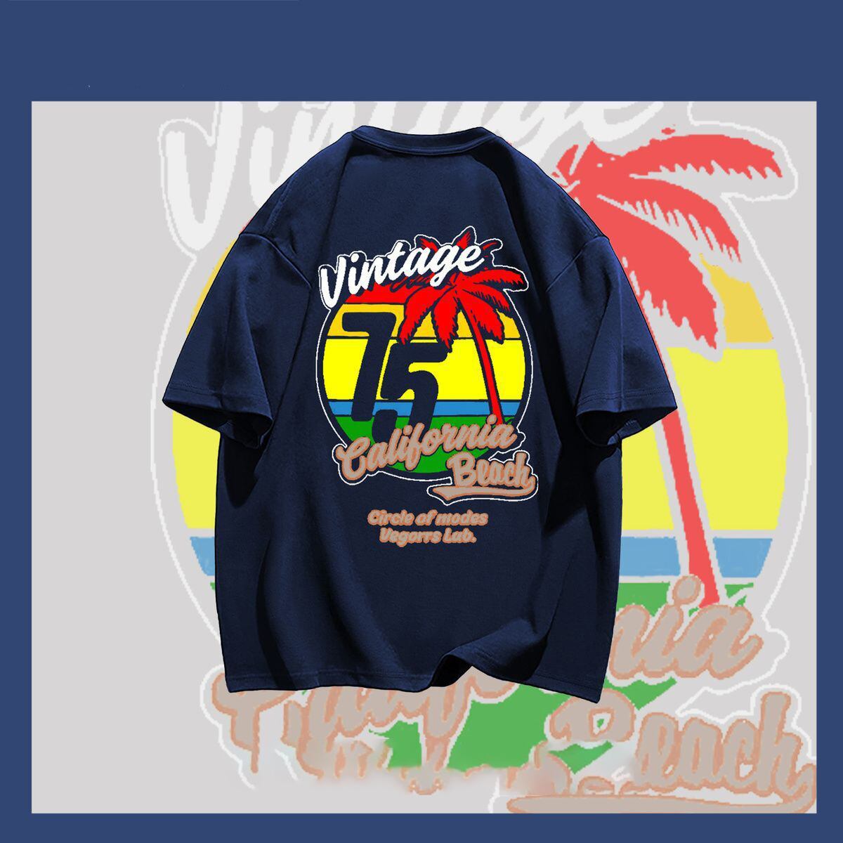 早い者勝ち カジュアル ファッション感満々 ダブルプリント 全5色 半袖Tシャツ<S-9271>