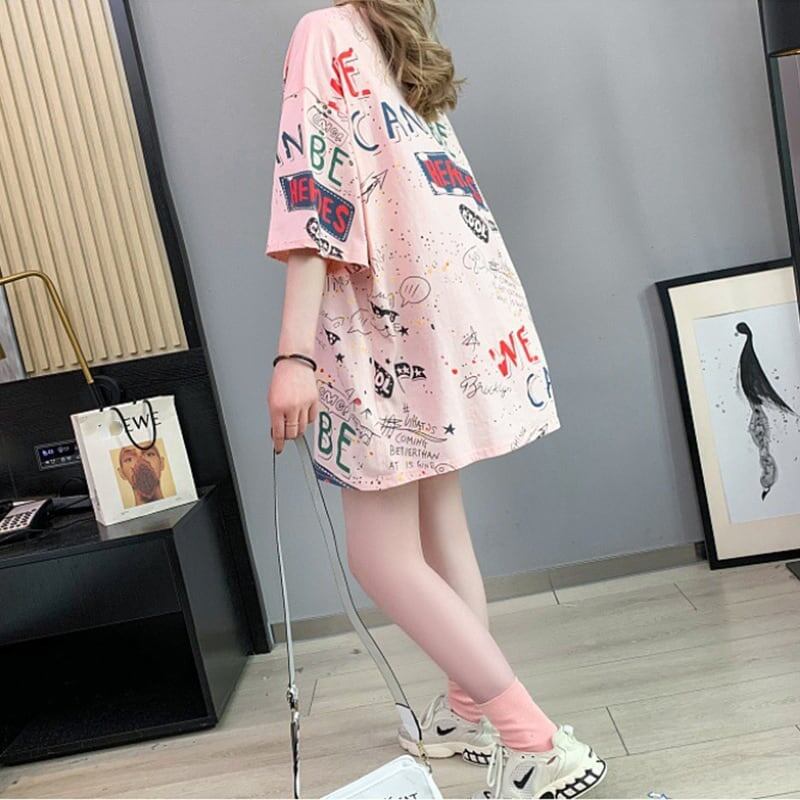 スタイリッシュ 切り替え 一目惚れ プリント Tシャツ カットソー＜S-3540＞