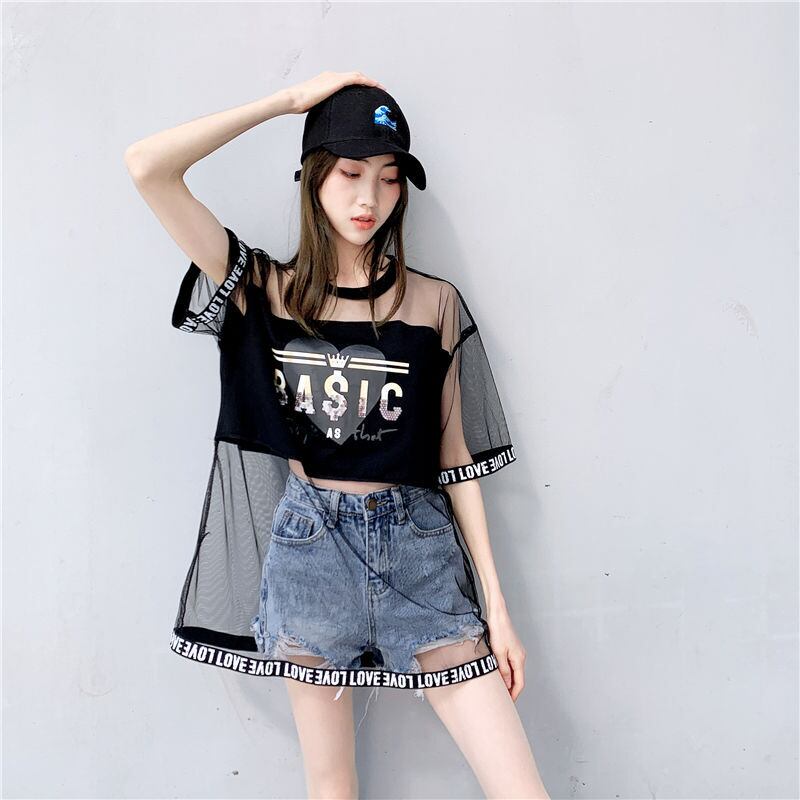 売り切れ必至 レイヤード風 個性派 チュール ゆったり半袖 Tシャツ全4色 ＜S-8157＞