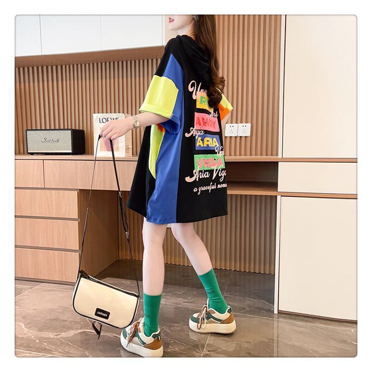 売り切れ必至 切り替え カジュアル カラーマッチング プリント全2色 半袖Tシャツ<S-8723>
