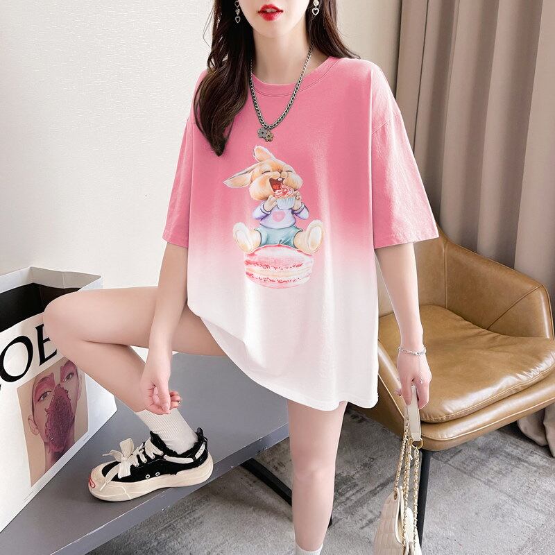 話題沸騰中 グラデーション おしゃれ度高め プリント 2色選択 半袖 Tシャツ <S-9218>