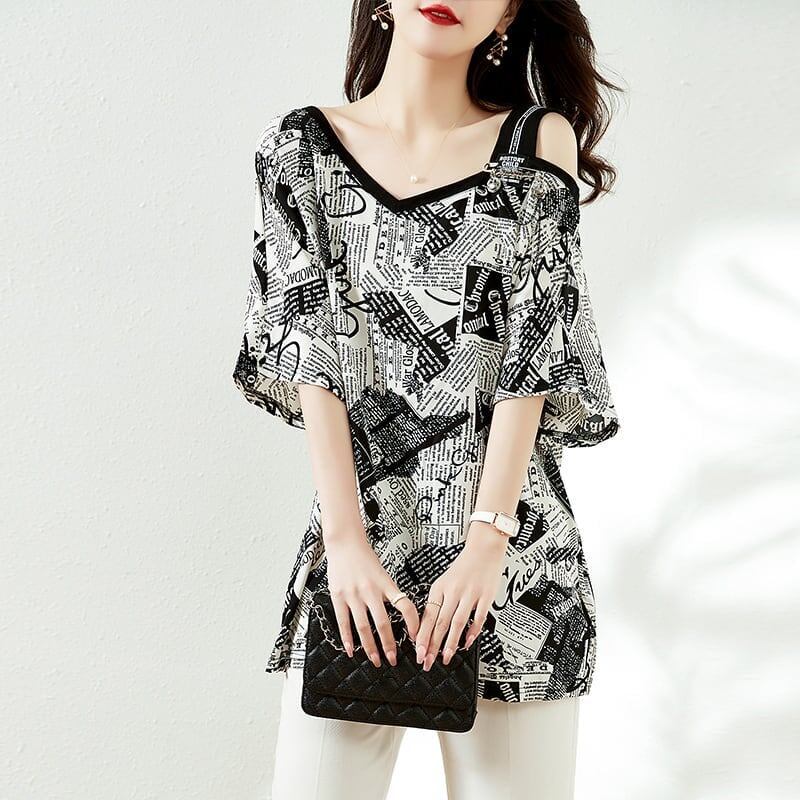 カジュアル ベアトップ お洒落 プリント Tシャツ カットソー＜S-3143＞