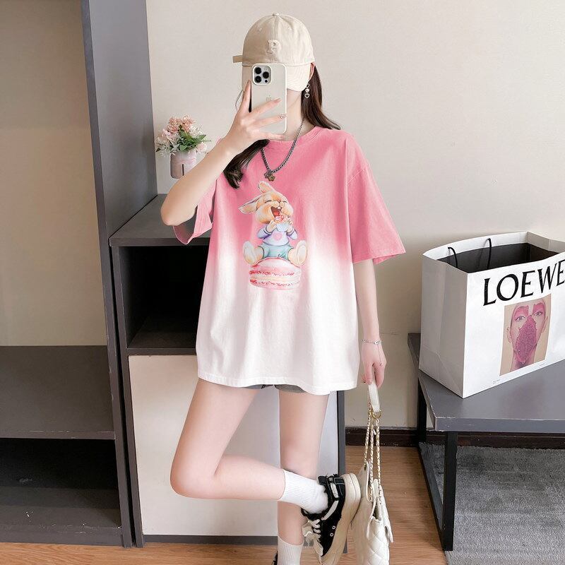 話題沸騰中 グラデーション おしゃれ度高め プリント 2色選択 半袖 Tシャツ <S-9218>