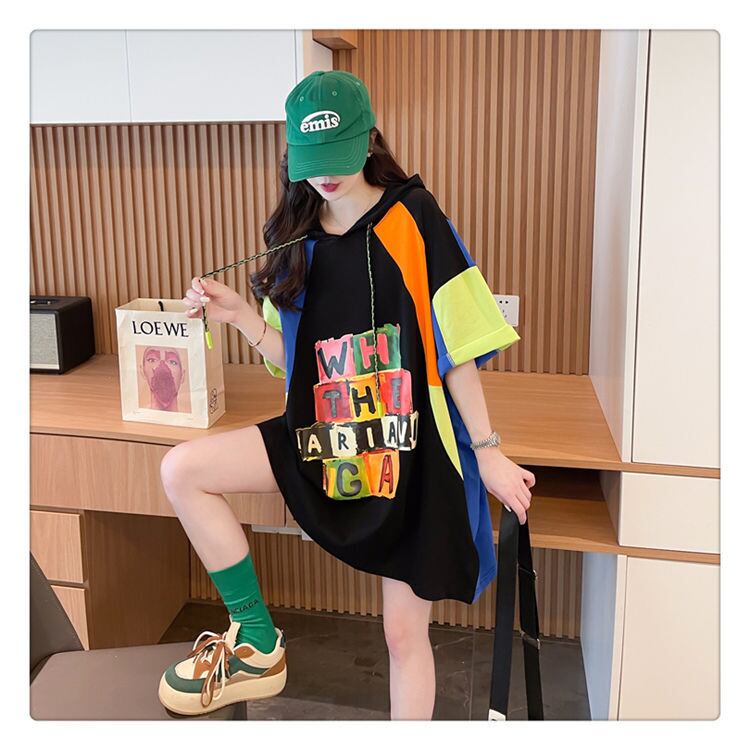 売り切れ必至 切り替え カジュアル カラーマッチング プリント全2色 半袖Tシャツ<S-8723>