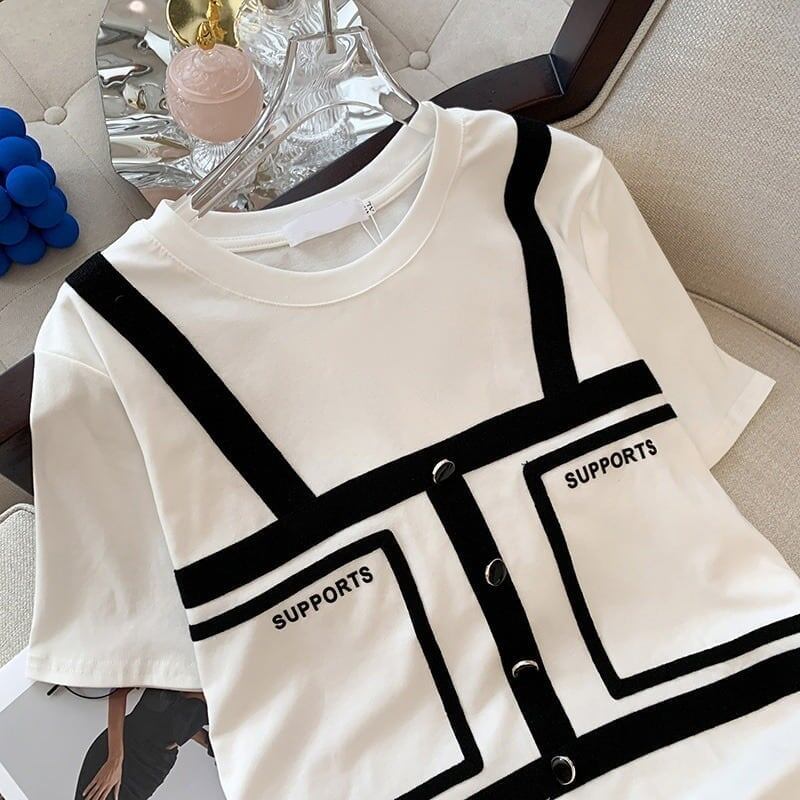 個性的なデザイン 切り替え 着心地抜群 プリント Tシャツ カットソー＜S-3528＞