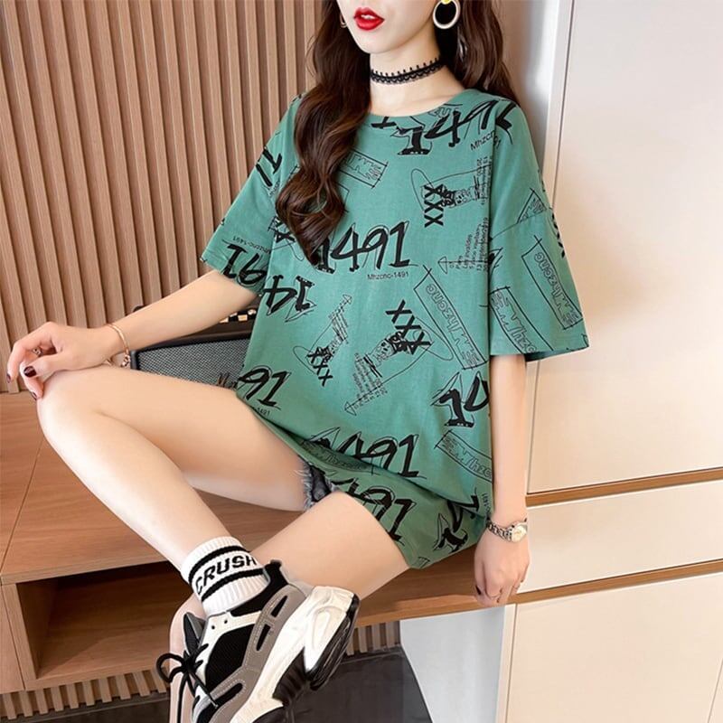 オシャレ度満点 プリント カジュアル Tシャツ カットソー＜S-3301＞