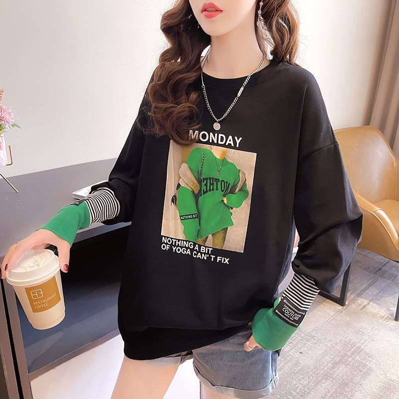 女性力を高める ラウンドネック 着心地抜群 プリント Tシャツ カットソー＜S-2865＞