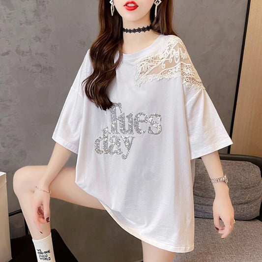 清純甘くて女子力UP ラウンドネック 一目惚れ 3色選択可 Tシャツ カットソー＜S-2950＞