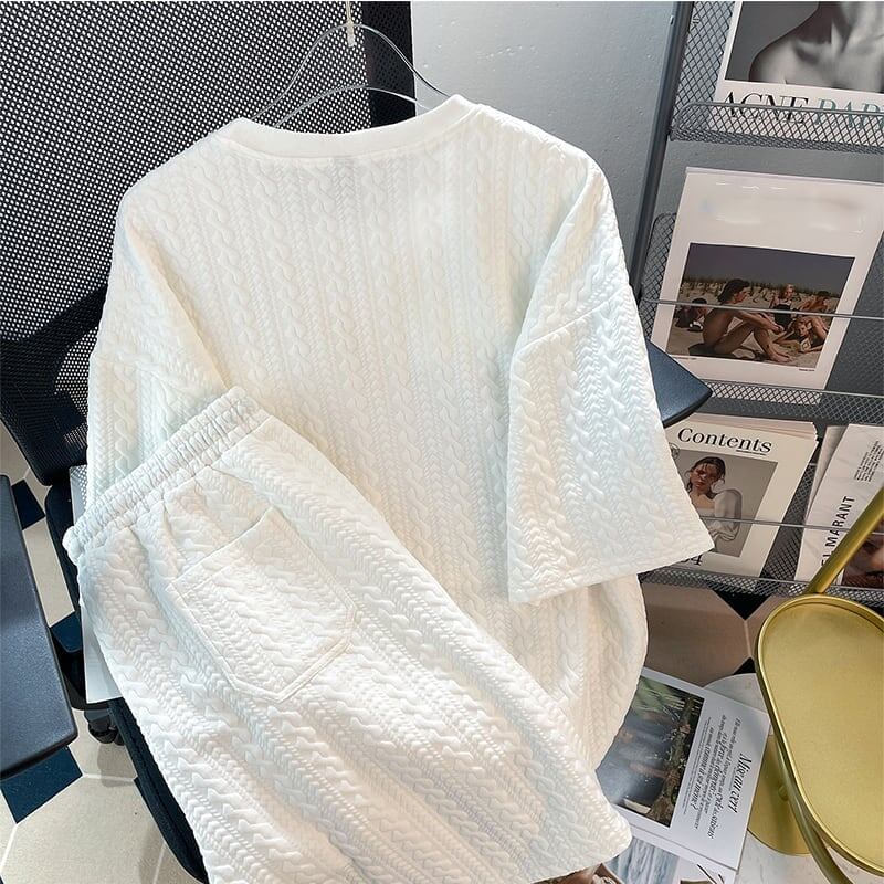 ゆったり感アップ 切り替え 美人度アップ Tシャツ＋ショートパンツ セットアップ＜S-3457＞