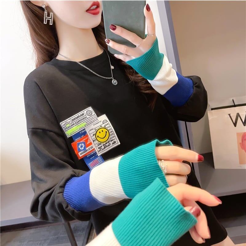 個性的なデザイン 切り替え 好感度満載 プリント Tシャツ カットソー＜S-3665＞