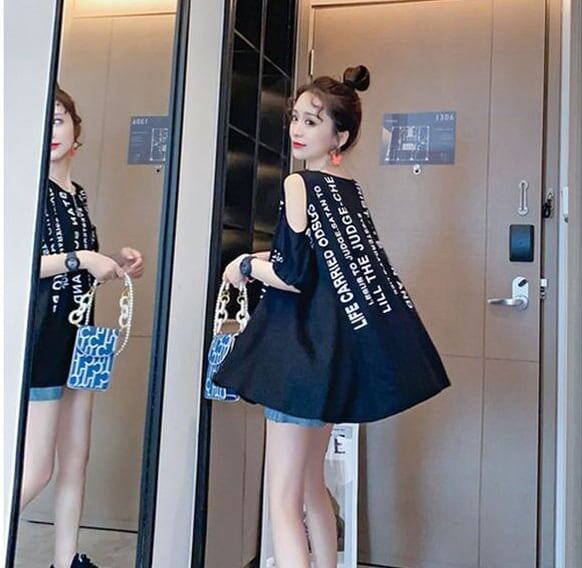 柔らかくて優しい印象 ファッション 美人度アップ プリント 全3色 半袖 Tシャツ <S-9088>