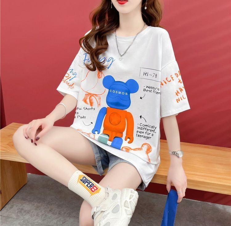 【個性派】 プリント カジュアル ビッグロゴ ゆったりトップス 半袖Tシャツ 全2色＜S-4940＞