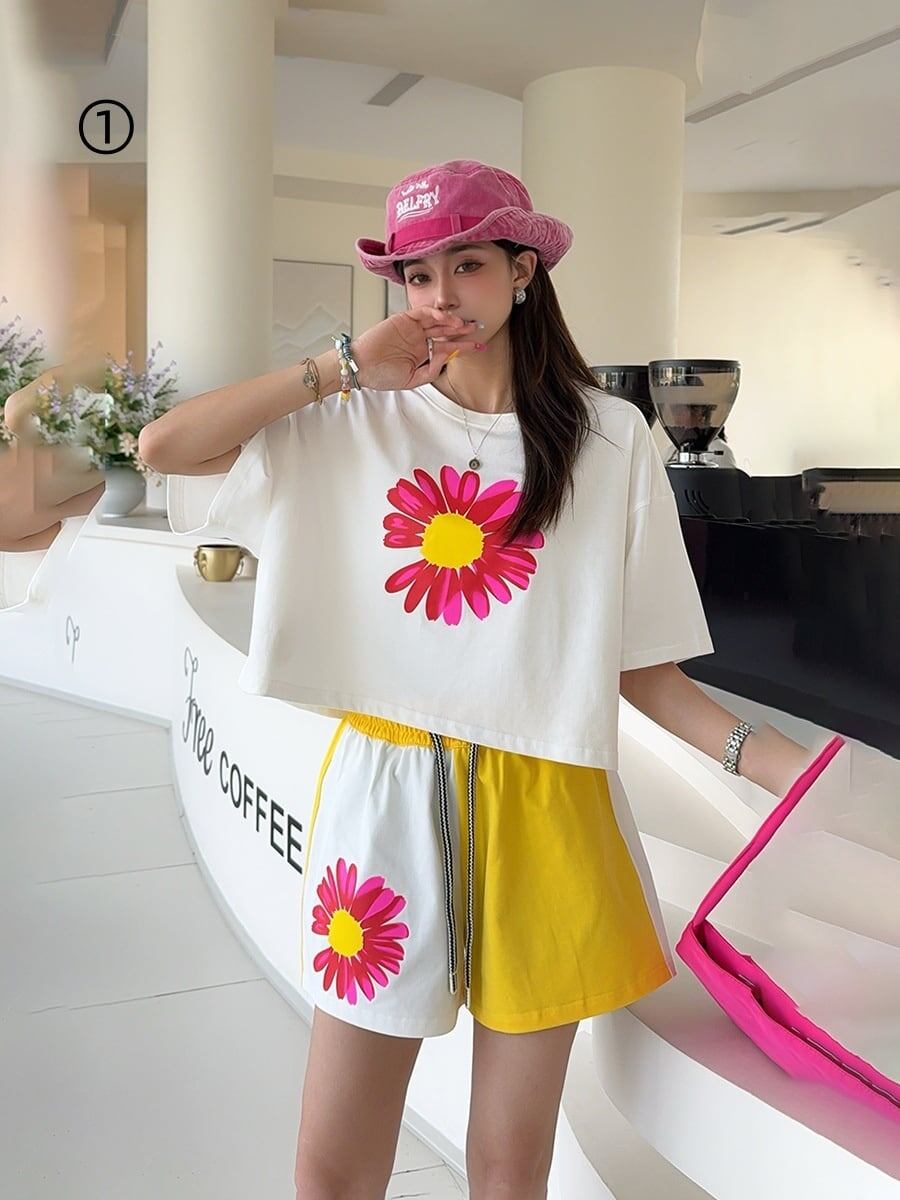 好感度UP カジュアル 真夏も快適 半袖 Tシャツ ショートパンツ セットアップ ＜S-11374＞
