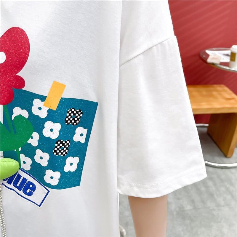 カジュアル プリント 好感度満載 ラウンドネック Tシャツ カットソー＜S-3118＞