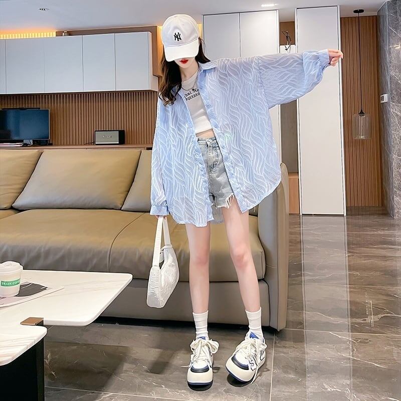 優しい雰囲気 薄手 透け感 着痩せ 紫外線対策 長袖シャツ＜S-2834＞
