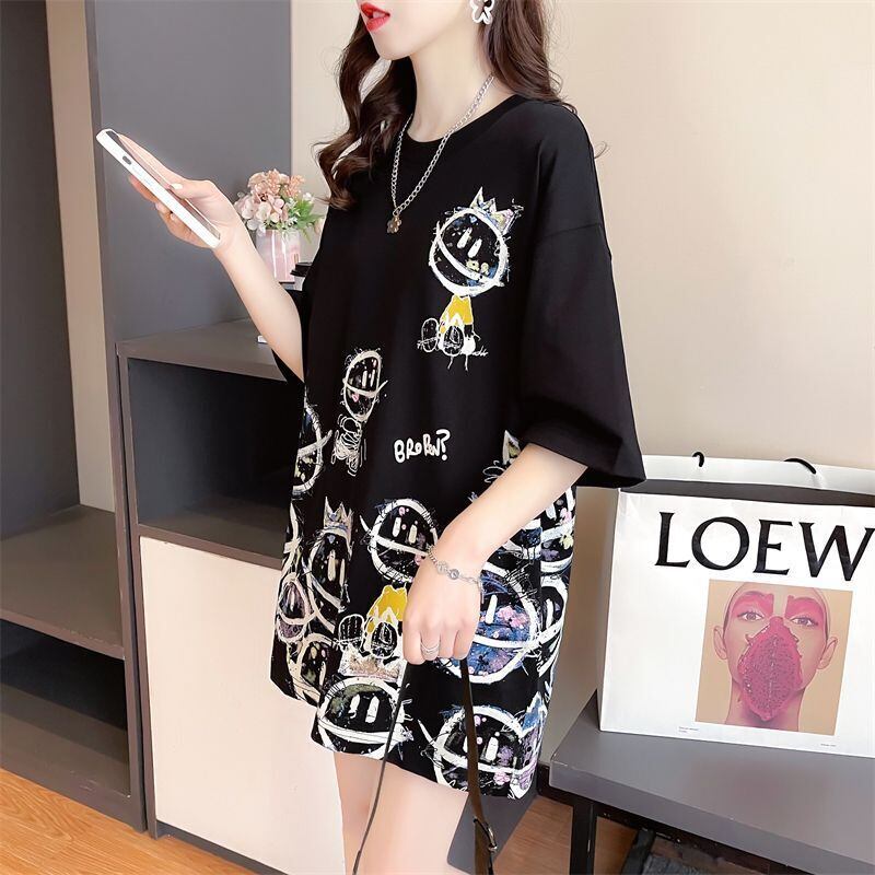 新商品 大人可愛い 大活躍 カジュアル キュートプリント 全2色 半袖Tシャツ＜S-8595＞