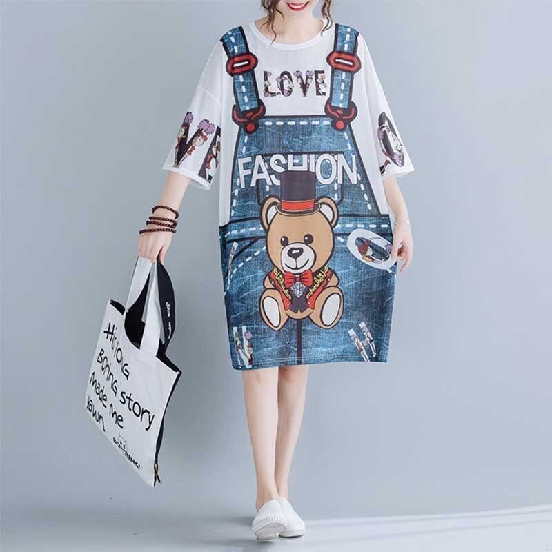 旅行Ｔシャツ 夏 レディース 膝丈 プリント 大きいサイズ ゆったりさらっと涼しい <S-656>