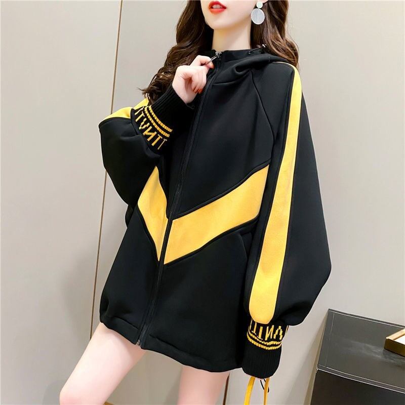 【裏起毛】韓国系 フルジップパーカー厚手コート全2色 切り替え <S-4725>
