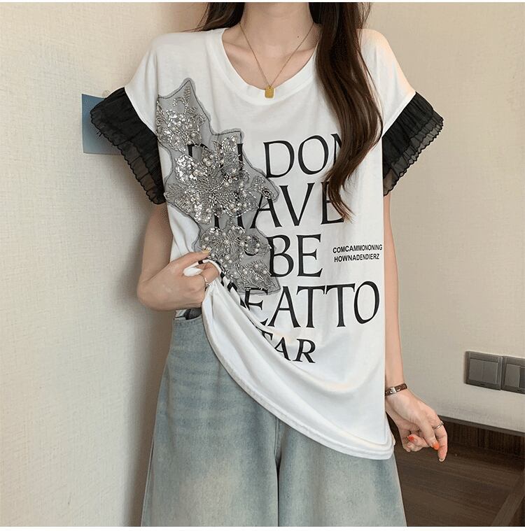 大好評 特別デザイン 着回し力抜群 ゆったり 全2色 半袖Tシャツ＜S-8826＞