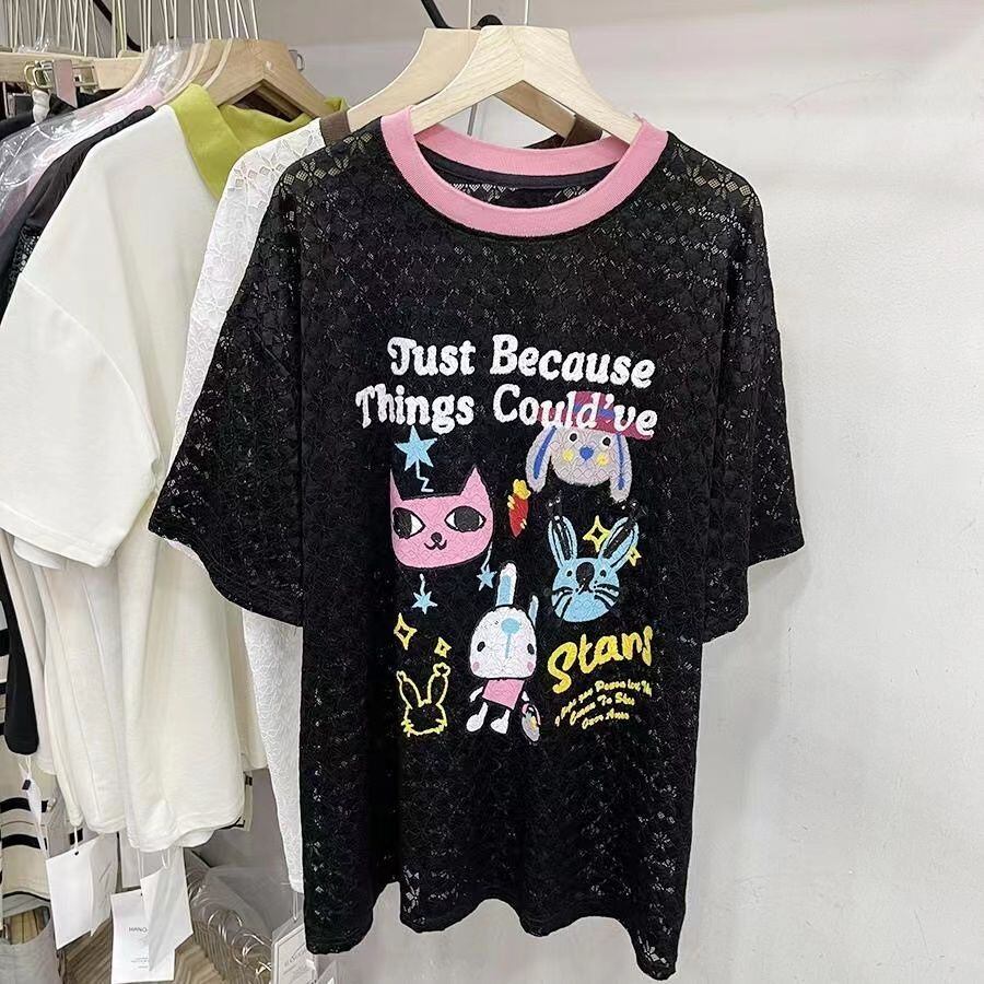 【半額！期間限定！！】新商品 キュート 超人気 プリント 2色半袖Tシャツ＜S-8520＞