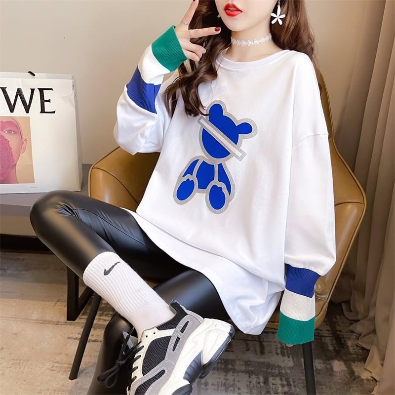 カジュアル 切り替え オシャレ度満点 プリント Tシャツ カットソー＜S-3663＞