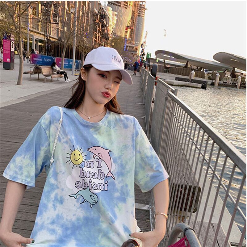 絶対欲しい キュート 話題沸騰中 絞り染め プリント 全2色 半袖Tシャツ<S-8759>