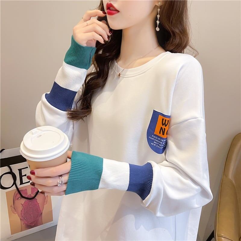 美人度アップ 切り替え ファッション プリント Tシャツ カットソー＜S-3668＞