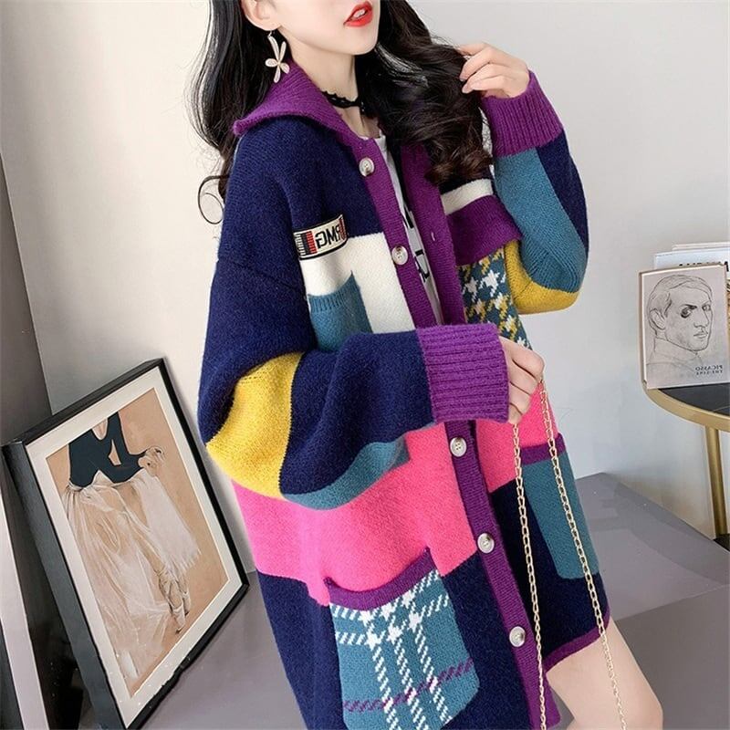 【人気商品再入荷】着心地良い 折り襟 大好評 長袖 切り替えカーディガン＜S-2193＞