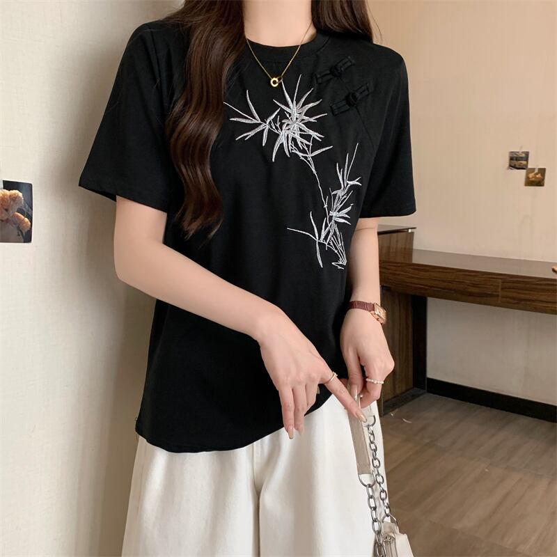おすすめ 海外トレンド カジュアル モーダル 刺繍 半袖Tシャツ＜S-8476＞