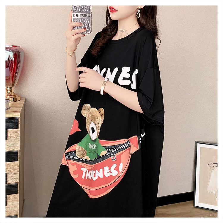 スタイリッシュ プリント カジュアル Tシャツ カットソー ワンピース＜S-8285＞