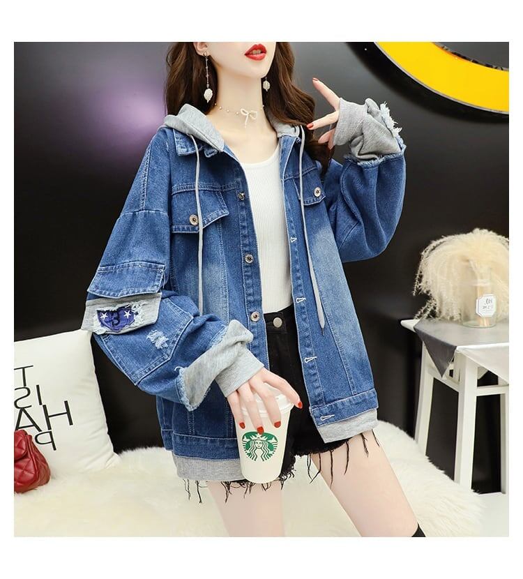 主役級 シンプル ファッション ストリート デニムジャケット<S-6072>