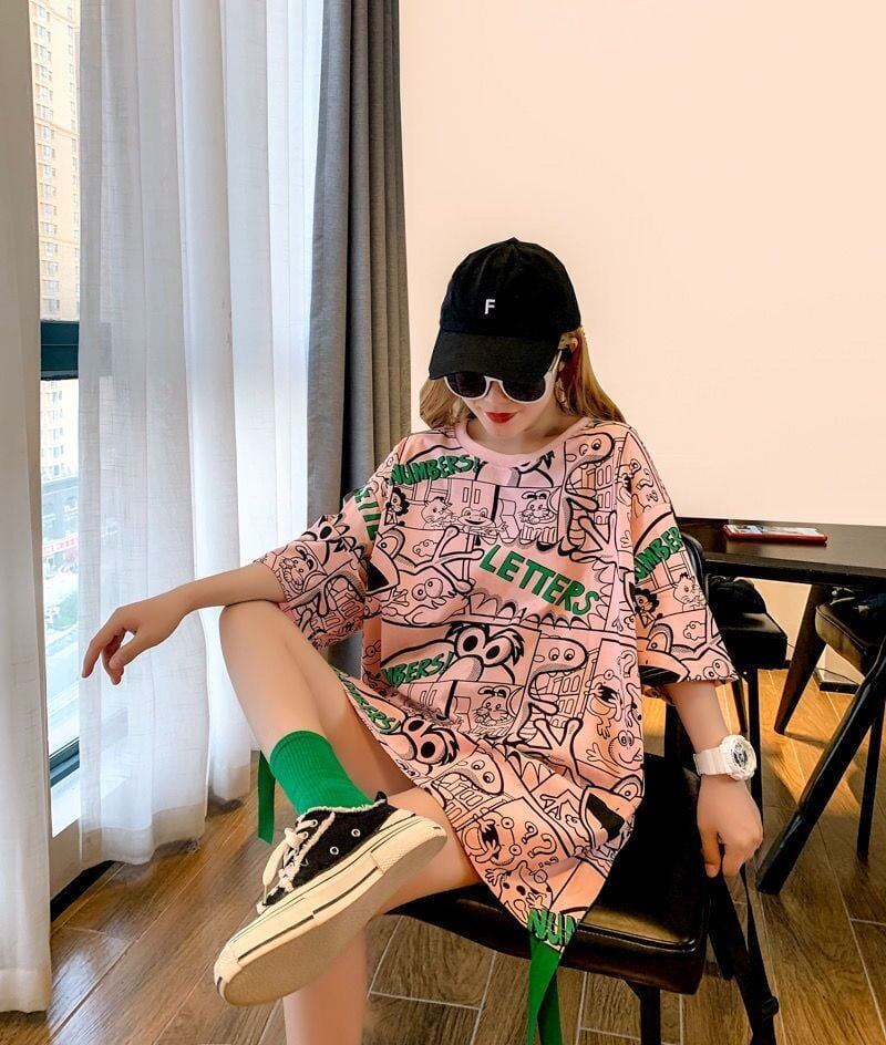 超人気 アバンギャルド 個性派 ラウンドネック プリント全2色 半袖Tシャツ<S-8720>