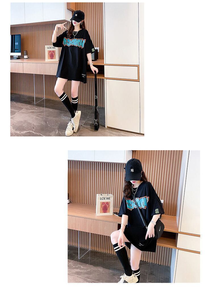 組み合わせやすい アルファベット 数字ロゴ プリントTシャツ ゆったり半袖＜S-6527＞