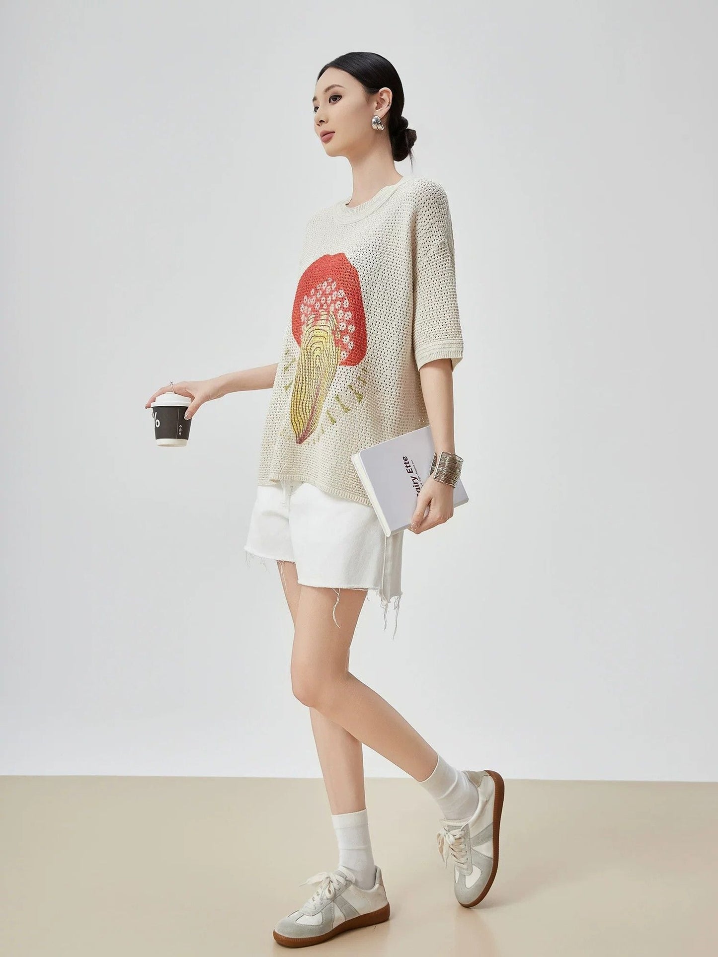 夏新作 ニット プリント ファッション Tシャツ <S-13202>