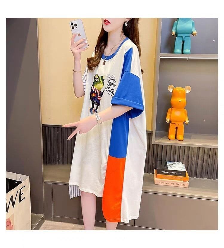 夏新作 カラーマッチング 存在感満点 ロング Tシャツ ゆったり ＜S-2839＞