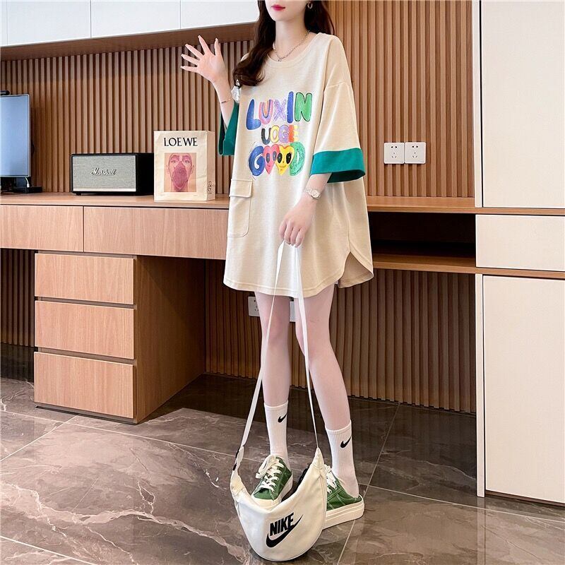 絶対欲しい プリント ラウンドネック 切り替え 全2色 半袖Tシャツ ＜S-8672＞