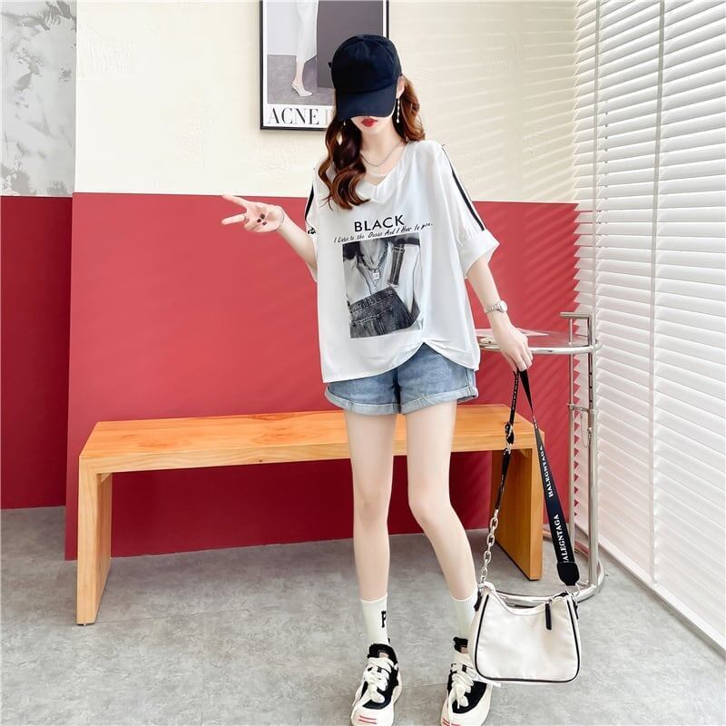 デザイン感 プリント チャーミング Tシャツ カットソー＜S-3476＞