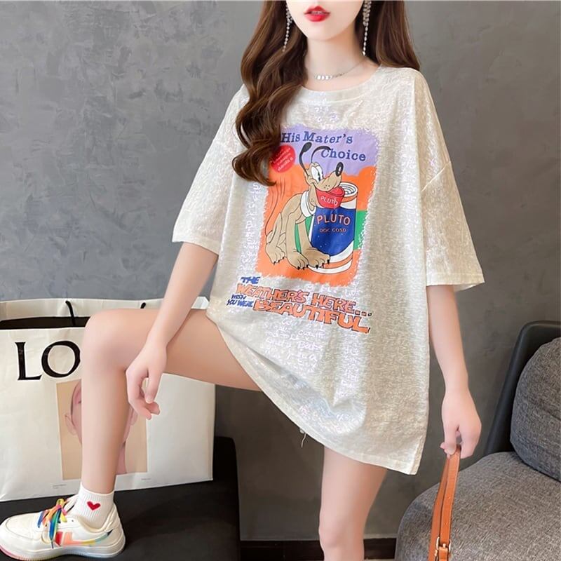 好感度満載 切り替え 美感いっぱい プリント Tシャツ カットソー＜S-3548＞