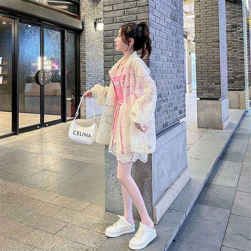 新作 日焼け対策 美感いっぱい 透け感 無地 パーカー ＜S-4984＞