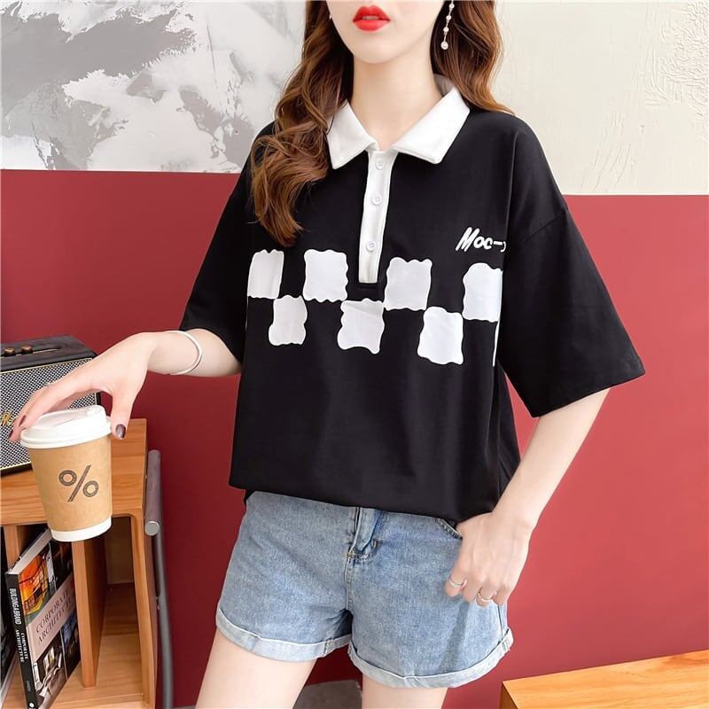 デザイン感 切り替え チャーミング プリント Tシャツ カットソー＜S-3586＞