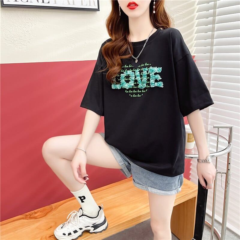 デザイン感 プリント チャーミング Tシャツ カットソートップス＜S-3151＞