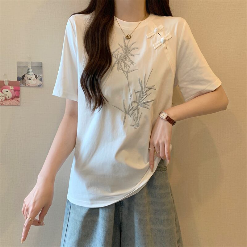 おすすめ 海外トレンド カジュアル モーダル 刺繍 半袖Tシャツ＜S-8476＞