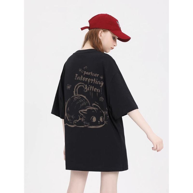 おすすめ 感満々 柔らかくて優しい印象 タイルアップ プリント 4色選択 半袖Tシャツ＜S-9317＞
