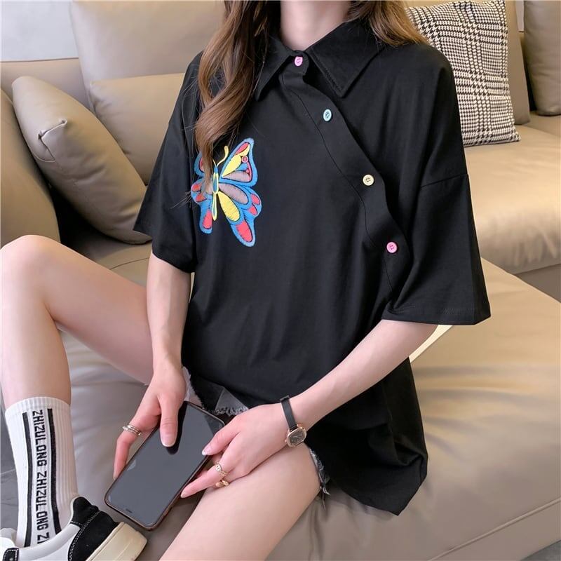 個性的なデザイン プリント 一目惚れ Tシャツ カットソー＜S-3044＞
