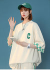 超人気  ルーズ アメリカンスタイルのカジュアルなクロップドジャケット<S-5164> 半袖Ｔシャツⅹパンツセット全2色 <S-8209>