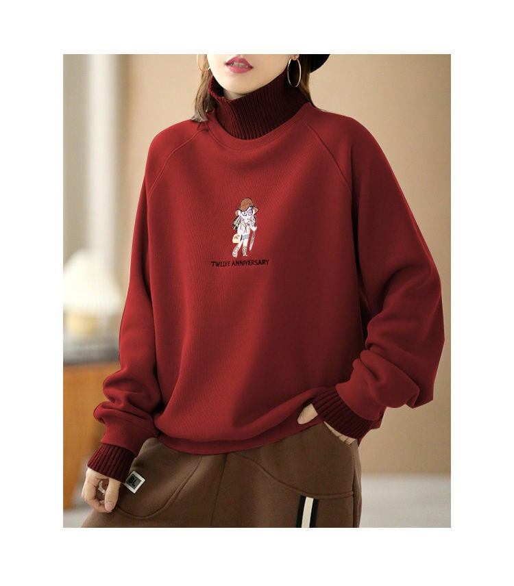 【裏起毛】大活躍  ハイネック刺ロゴ厚手スウェット全5色 <S-4717>
