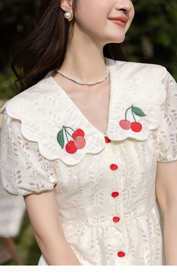 超人気 美人度アップ 大人可愛い スウィート 刺繍 ワンピース＜S-8854＞