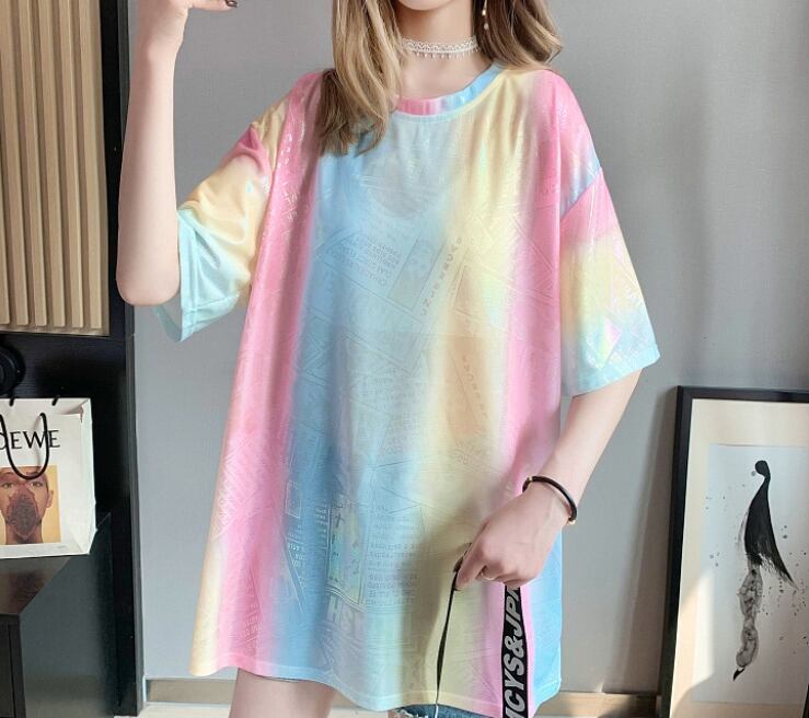 超人気 特別デザイン 着回し力抜群 プリント 2色選択 半袖Tシャツ＜S-8592＞