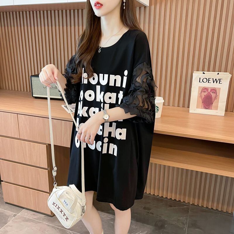 ファッション 切り替え 個性派 プリント 3色選択 半袖Tシャツ＜S-8548＞
