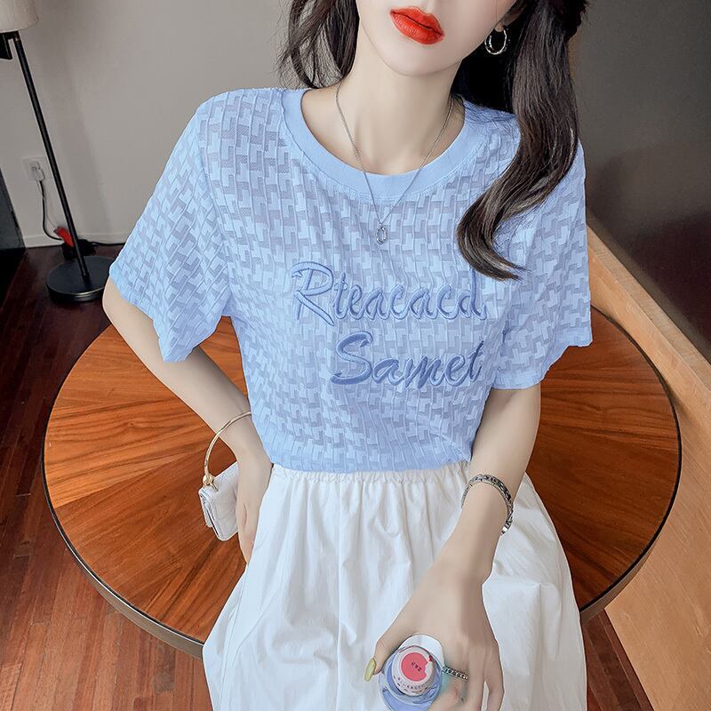 【半額！期間限定！！】大活躍 シフォン 定番シンプル 刺繍 全3色 Tシャツ カットソー ＜S-8601＞